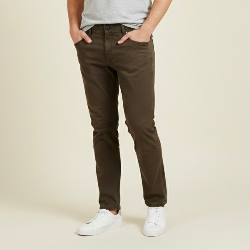 KR3W Slim Chino Pants Olive Brown Cotton Stretch‎ 34x29 Casual Everyday Comfort